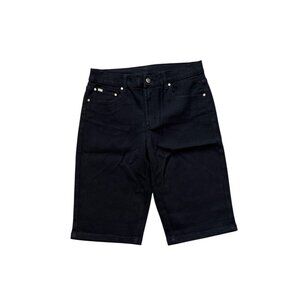 Dg2 By Diane Gilman Womens Black Denim Bermuda Shorts Size 10 Cotton Blend